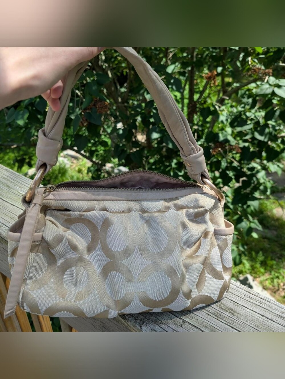 Vintage Coach Parker Y2k 13439 Tan Gold Shoulder Bag Purse - Picture 2 of 8